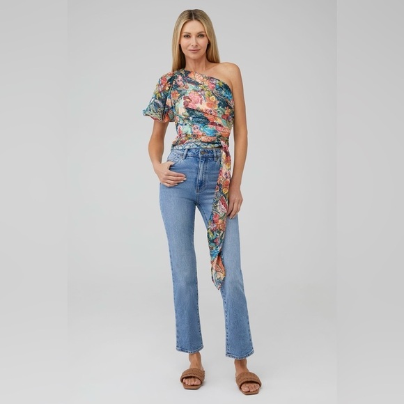 Amanda Uprichard Floral One-Shoulder Top Size Medium - Picture 4 of 12